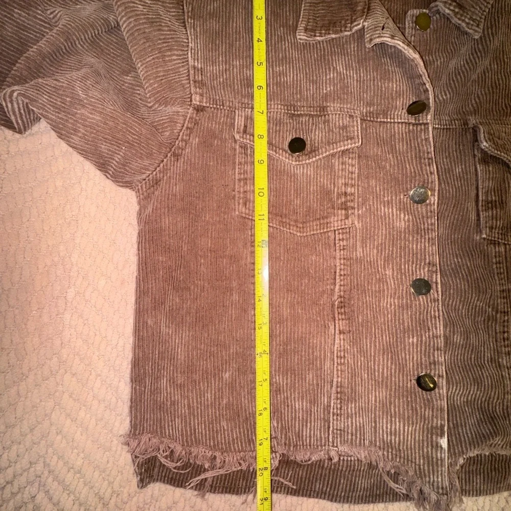 POL Corduroy Jacket Distressed Raw Hem Button Front Boho Cowgirl Size S